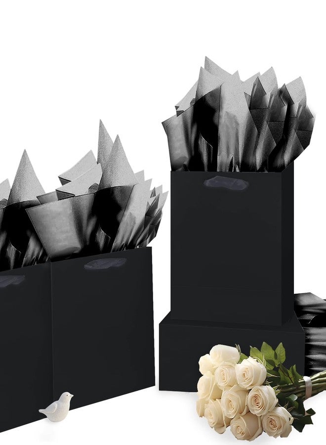 qiqee 10PCS Black Mini Gift Bags with Tissue Paper Handles 6.3"x4.7"x2.4" Small Size Present Party Favor （10pcs Bags,20pcs Tissue Paper ） - Image 4